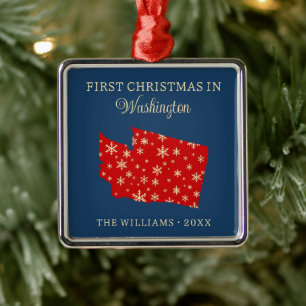 Adorno Metálico Primera Navidad Familiar en Washington USA Estado