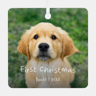 Adorno Metálico Primera Navidad Foto de Mascota Personalizada