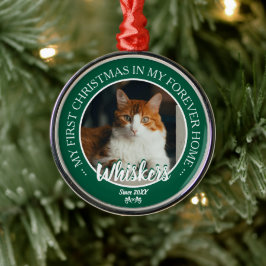 Adorno Metálico Primera Navidad Hogar Eterno Gato Foto y Nombre