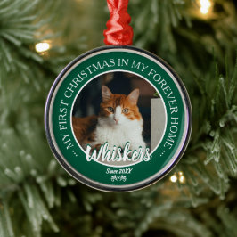 Adorno Metálico Primera Navidad Hogar Eterno Gato Foto y Nombre