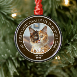 Adorno Metálico Primera Navidad Hogar Eterno Gato Foto y Nombre