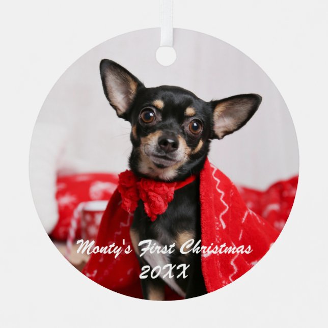 Adorno Metálico Primera Navidad mascota (Anverso)