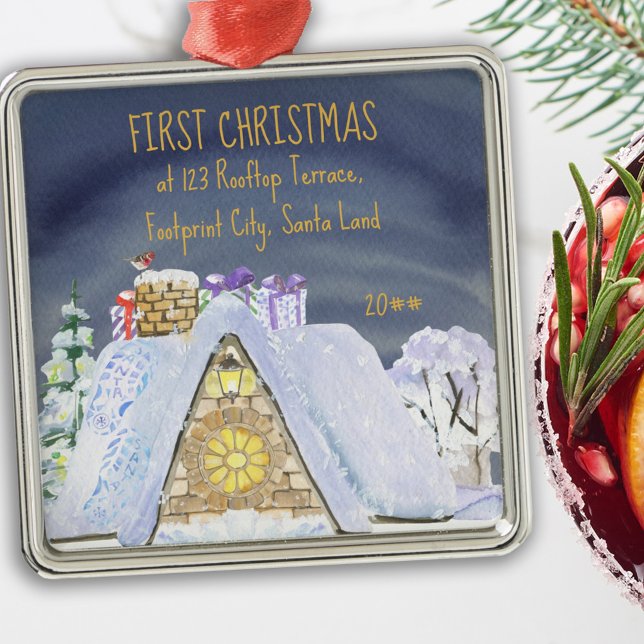 Adorno Metálico Primera Navidad Nueva dirección Santa en el techo (Subido por el creador)