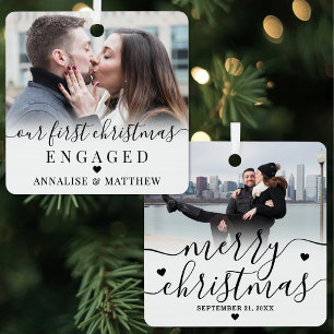 Adorno Metálico Primera Navidad Pareja Comprometida Foto de Compro