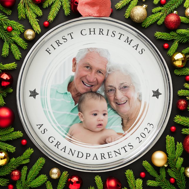 Adorno Metálico Primera Navidad personalizada como foto de abuelos (Subido por el creador)
