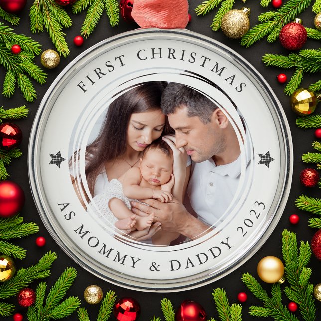 Adorno Metálico Primera Navidad personalizada como foto de los pad (Subido por el creador)