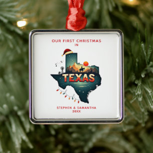 Adorno Metálico Primera Navidad Personalizada En El Estado De Texa
