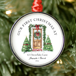 Adorno Metálico Primera Navidad personalizada en nuestro nuevo hog
