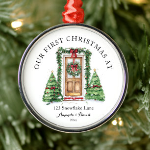 Adorno Metálico Primera Navidad personalizada en nuestro nuevo hog