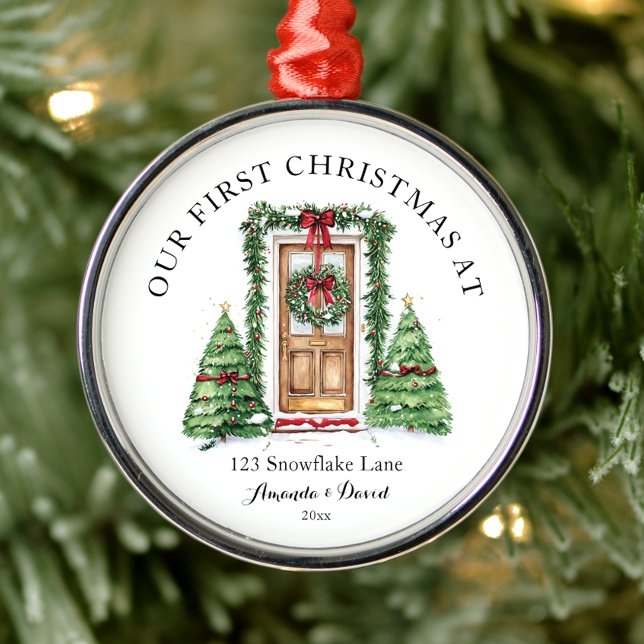 Adorno Metálico Primera Navidad personalizada en nuestro nuevo hog (Subido por el creador)