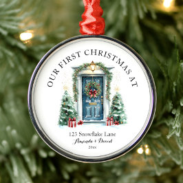 Adorno Metálico Primera Navidad personalizada en nuestro nuevo hog
