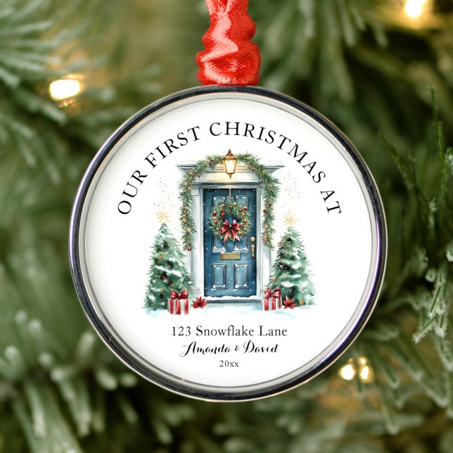 Adorno Metálico Primera Navidad personalizada en nuestro nuevo hog (Subido por el creador)