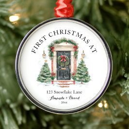Adorno Metálico Primera Navidad personalizada en nuestro nuevo hog