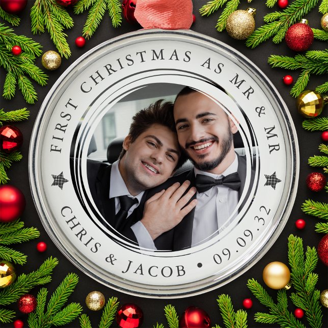 Adorno Metálico Primera Navidad personalizada Mr. & Mr. Photo (Subido por el creador)