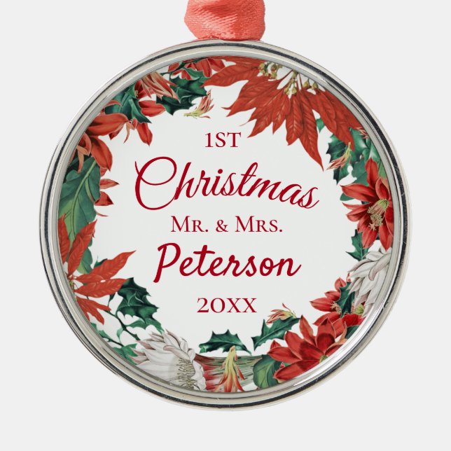 Adorno Metálico Primera Navidad Sr. y Sra. Flower Wreath (Frente)