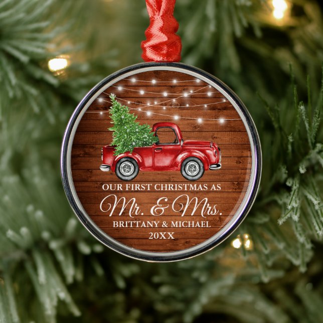 Adorno Metálico Primera Navidad Sr. y Sra. Wood Lights Truck (Árbol)