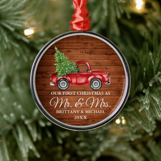 Adorno Metálico Primera Navidad Sr. y Sra. Wood Truck (Árbol)