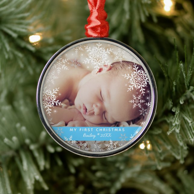 Adorno Metálico Primeras copas de nieve de Navidad de niño bebé, p (Árbol)