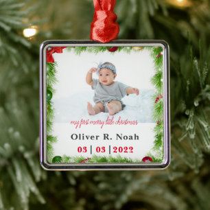 Adorno Metálico Primeras navidades de bebé personalizadas