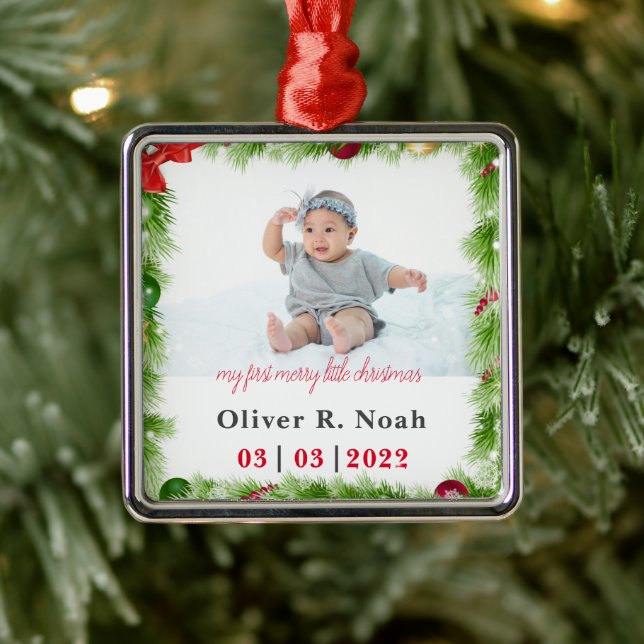 Adorno Metálico Primeras navidades de bebé personalizadas (Árbol)