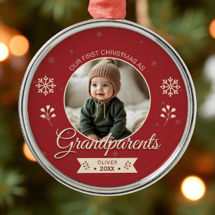 Adorno Metálico Primeros abuelos de foto navideña personalizados
