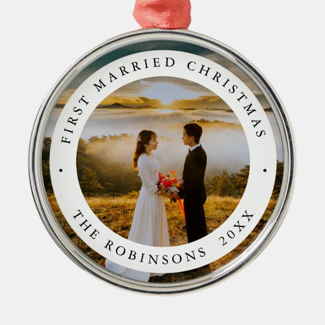 Adorno Metálico Primeros Navidades casados con foto de Personaliza (Frente)