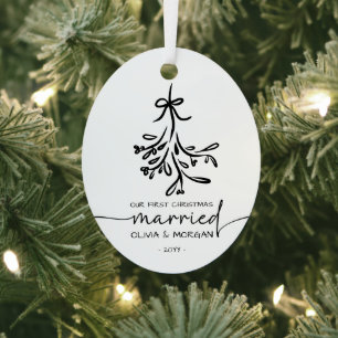 Adorno Metálico Primeros nombres casados de Navidad personalizados