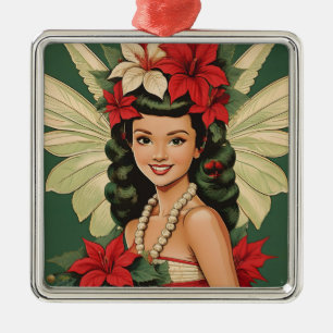 Adorno Metálico Princesa Retro de Navidad Tropical de los 50
