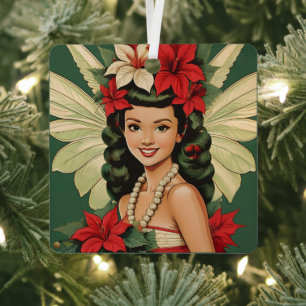 Adorno Metálico Princesa Retro de Navidad Tropical de los 50