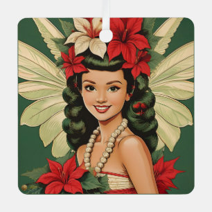 Adorno Metálico Princesa Retro de Navidad Tropical de los 50
