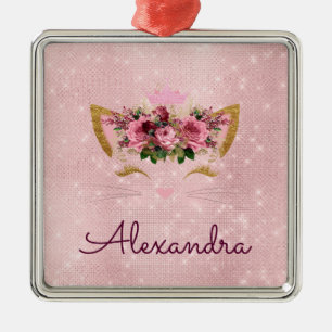 Adorno Metálico Princess Kitty Rosa Gold - Rubor Pink