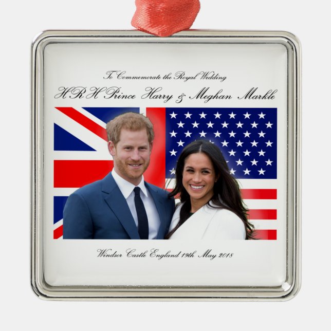 Adorno Metálico Príncipe Boda Harry y Meghan Markle (Frente)