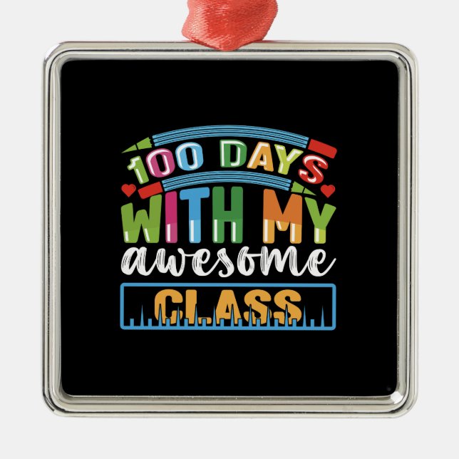 Adorno Metálico Profesor 100 días con mi clase increíble (Frente)