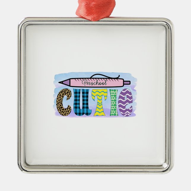 Adorno Metálico Profesora de Cutie de Preescolar (Frente)