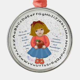 Adorno Metálico Profesora de manzana niña