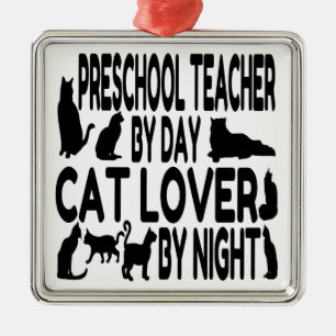 Adorno Metálico Profesora de Preescolar Cat Lover