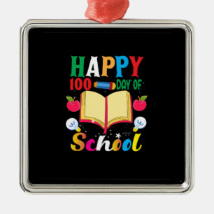 Adorno Metálico Profesora Feliz 100 Días Escolares