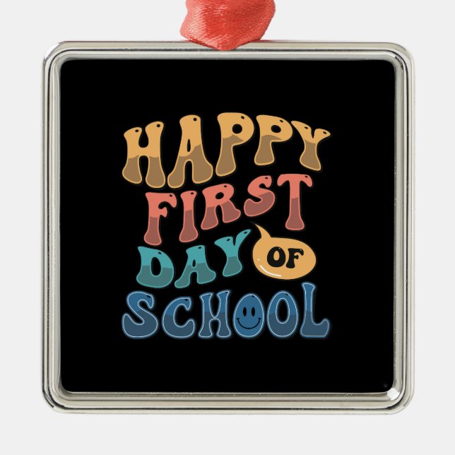 Adorno Metálico Profesora Feliz Primer Día De La Escuela (Frente)