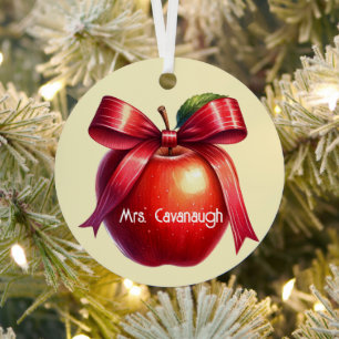 Adorno Metálico Profesores Navidades personalizados dan Apple roja