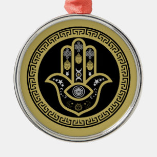 Adorno Metálico Protección del Ojo Malo Mano Hamsa