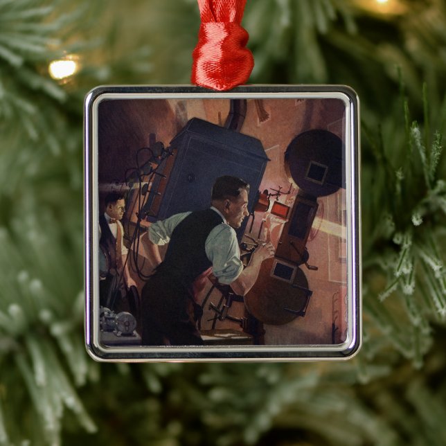 Adorno Metálico Proyeccionista de cine, empresa vintage (Árbol)