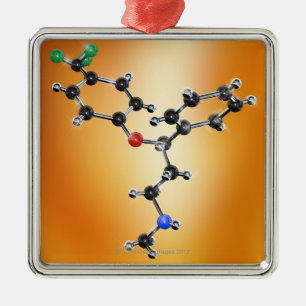 Adorno Metálico Prozac. Modelo molecular del antidepresivo