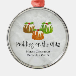 Adorno Metálico PUDÍN CON GLITZ Novedad | Navidad