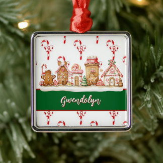 Adorno Metálico Pueblo de Casa de Jengibre de Navidad Agrega Tu No