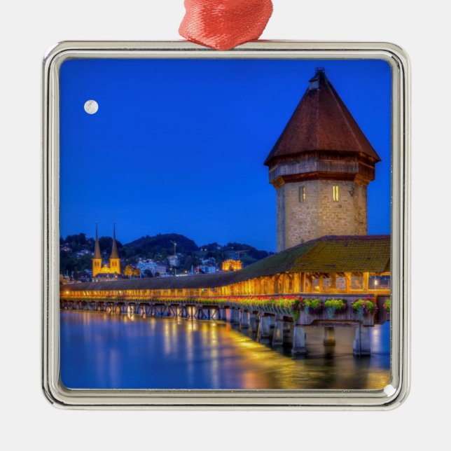 Adorno Metálico Puente de la capilla, Kapellbrucke, Alfalfa, Suiza (Frente)