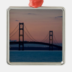 Adorno Metálico Puente Mackinac Al Dusk