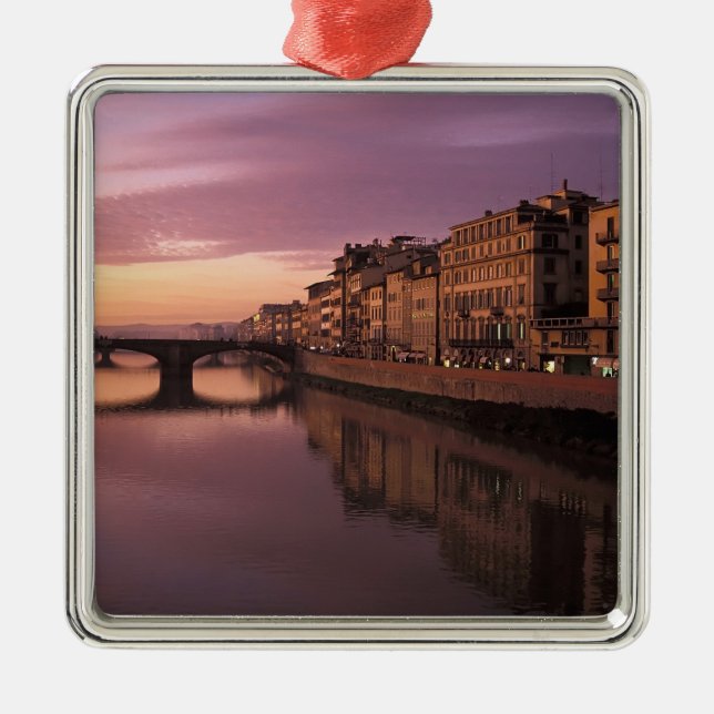Adorno Metálico Puentes sobre el río Arno al atardecer, (Frente)