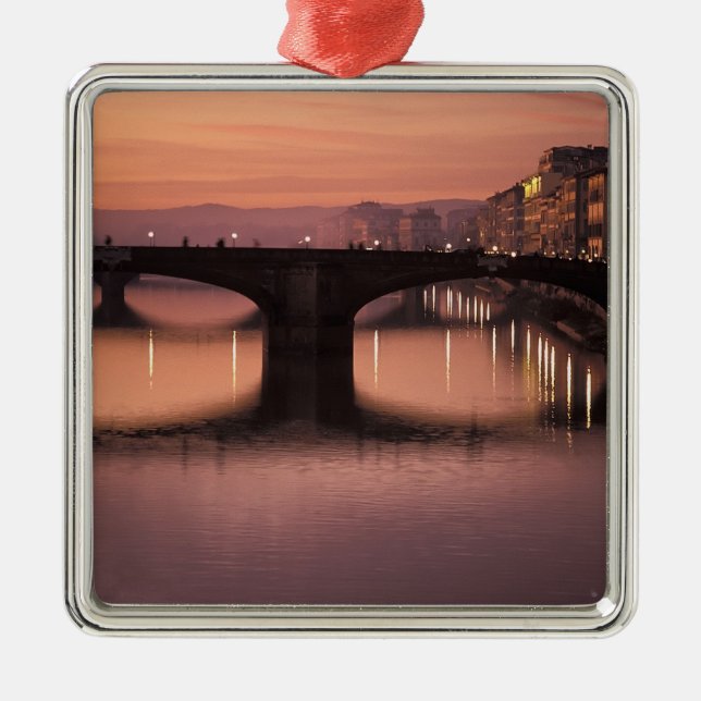 Adorno Metálico Puentes sobre el río Arno al atardecer, 2 (Frente)