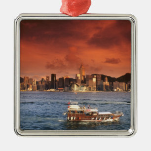 Adorno Metálico Puerto de Hong Kong al atardecer