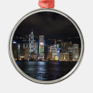 Adorno Metálico Puerto de Hong Kong en la noche